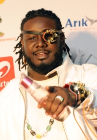 US guest artist and contemporary rap icon T-Pain performs on December 11, 2010 at the MTV Africa Music Awards ceremony in Lagos. The awards ceremony featured American rapper Rick Ross, as well as a host of top African artists including Fally Ipupa from the Democratic Republic of Congo, South Africa's Teargas and Kenya's P-Unit. AFP PHOTO / PIUS UTOMI EKPEI (Photo credit should read PIUS UTOMI EKPEI/AFP/Getty Images)
